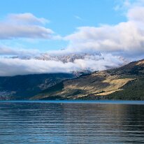IMG_2557 Clouds shroud the mountains across the Dan River.