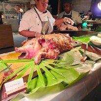 20250506_184404 At dinner we found a traditionally roasted whole pig. The pig is marinated in a blend of spices and seasonings, then wrapped in banana leaves and roasted in an...