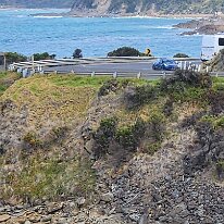 20250411_111634 The road runs alongside beaches and cliffs composed of limestone and sandstone, which are susceptible to erosion.