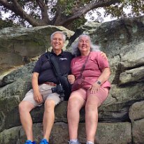 20250426_112147 Ken and Sharon check out the view from Mrs Macquarie's Chair.