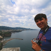 IMG_1849 Kris enjoying the view of Sorrento from a cliff overlooking the city. Sorrento is a town overlooking the Bay of Naples in Southern Italy