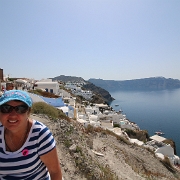 IMG_1736 Sharon in the Oia on the tip of the island of Thira. Santorini is considered to be the most sought after place for a romantic getaway in Greece, since there...