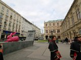 G_Vienna00180 Opera House with German sculptor and Pink Bunny by artist Ottmar Hörl as a tribute to  Albrecht Dürer painting The Young Hare.jpg